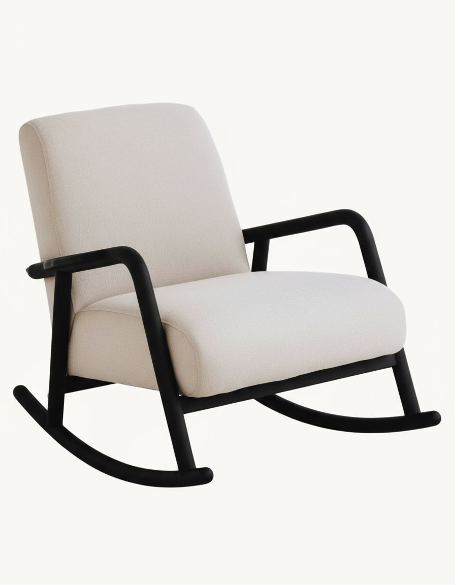 Siyah Ahşap Sallanan Berjer