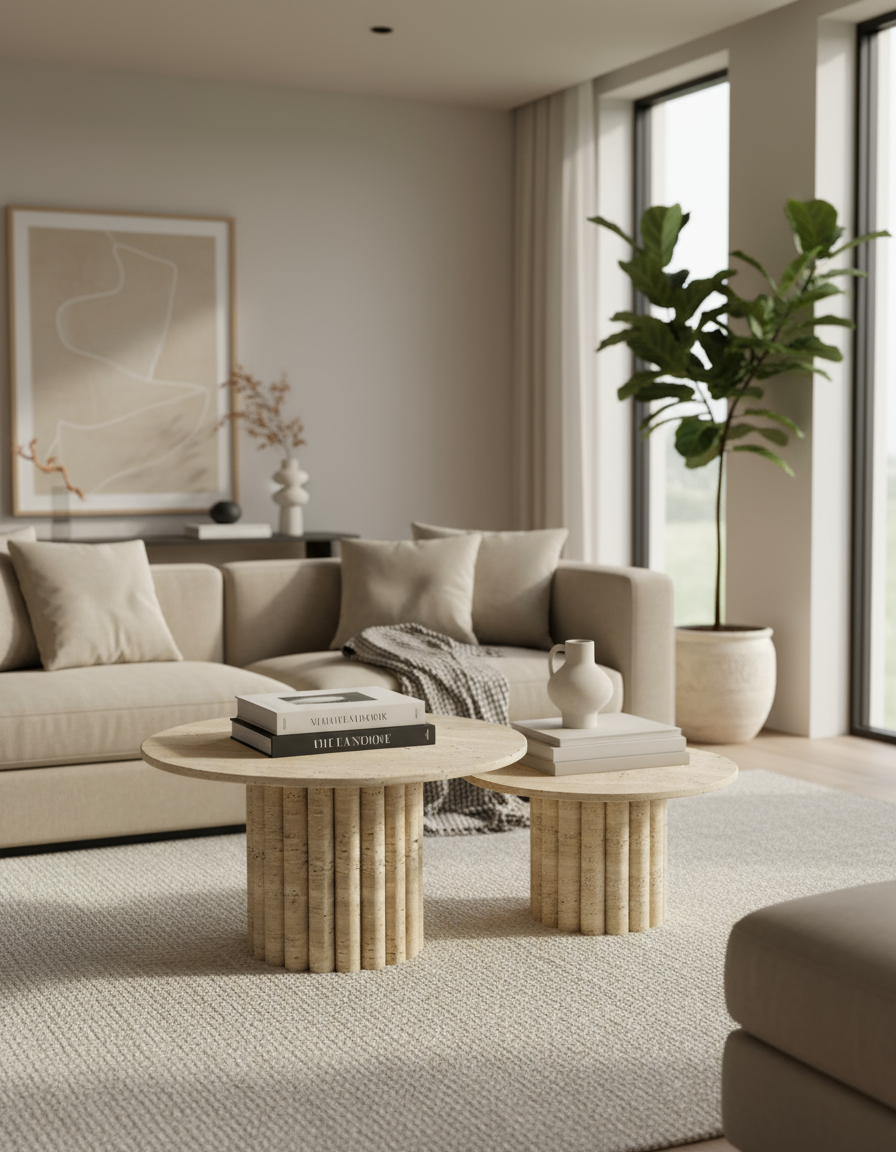 Travertenli Sehpa Mekan Görseli